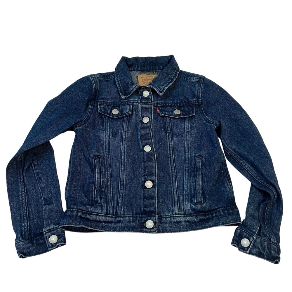 Levi's Kids Denim Trucker Jacket M (10-12 Yrs) Dark Wash Jean Coat Red Tab Youth